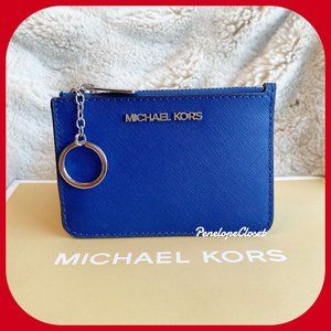 MICHAEL KORS TOP ZIP COIN  POUCH W/ ID COBALT